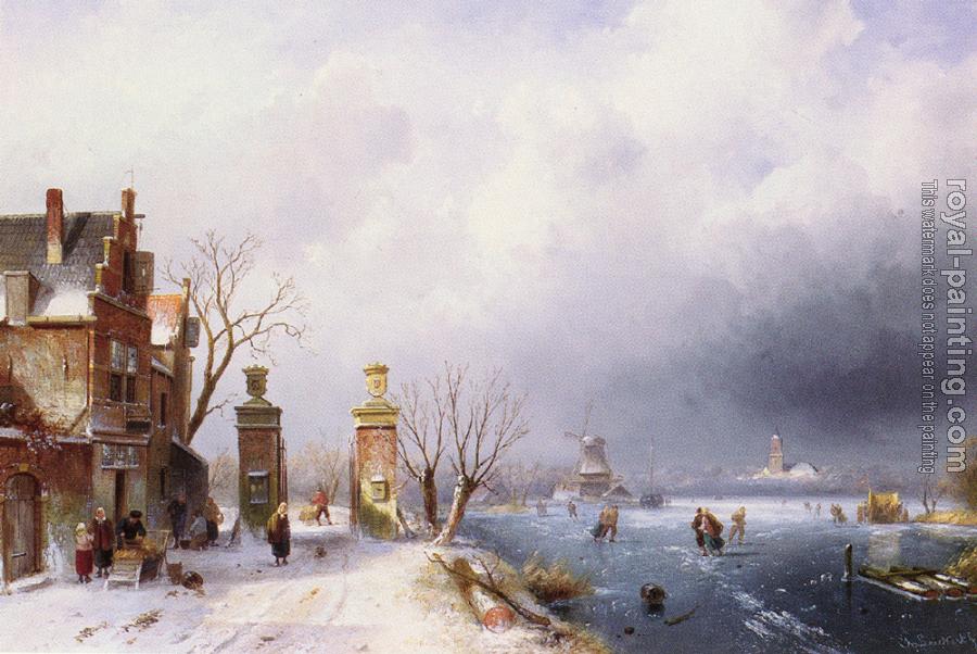 Charles Henri Joseph Leickert : A Sunlit Winter Landscape